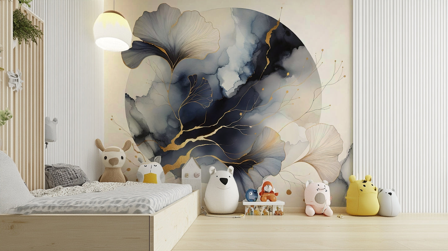 Chic Ginkgo Moon Wall Mural
