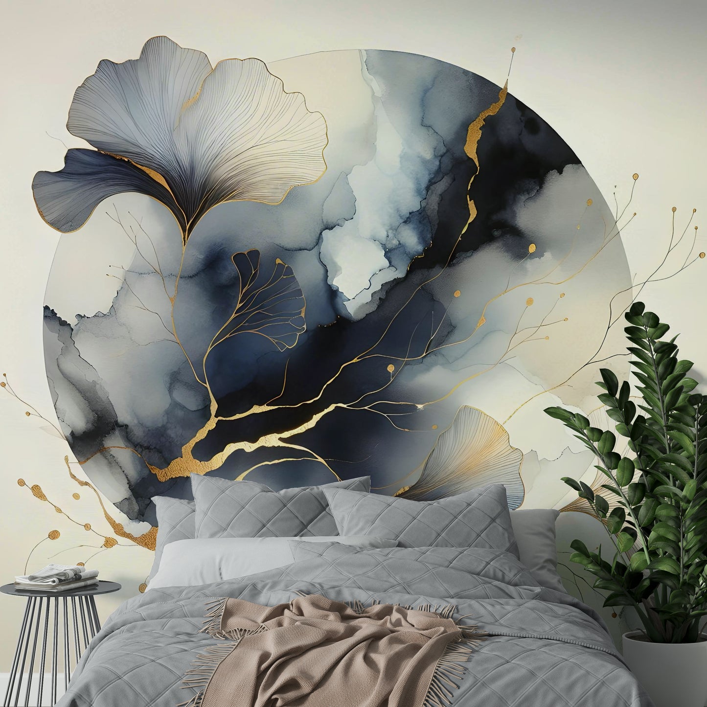Chic Ginkgo Moon Wall Mural