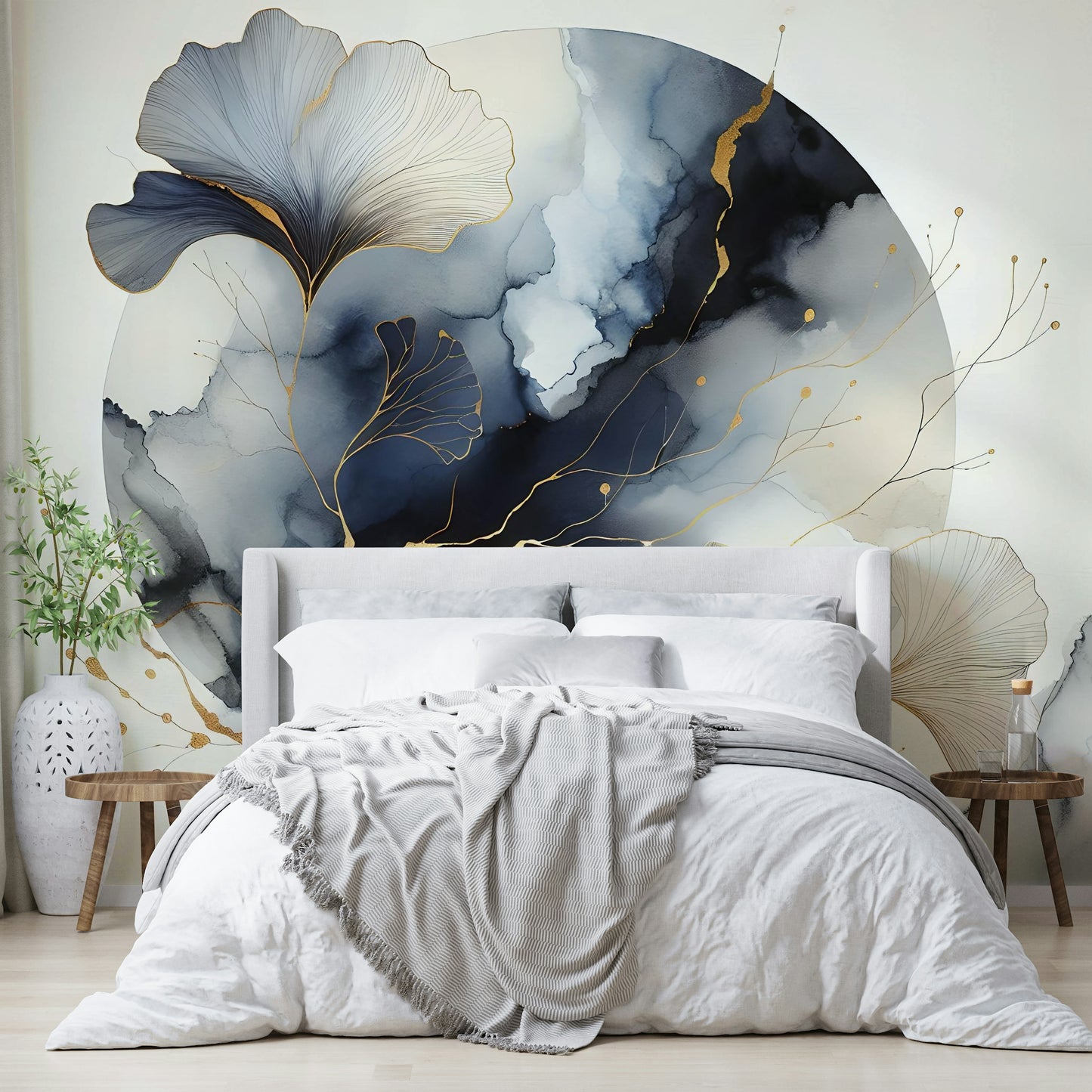 Chic Ginkgo Moon Wall Mural
