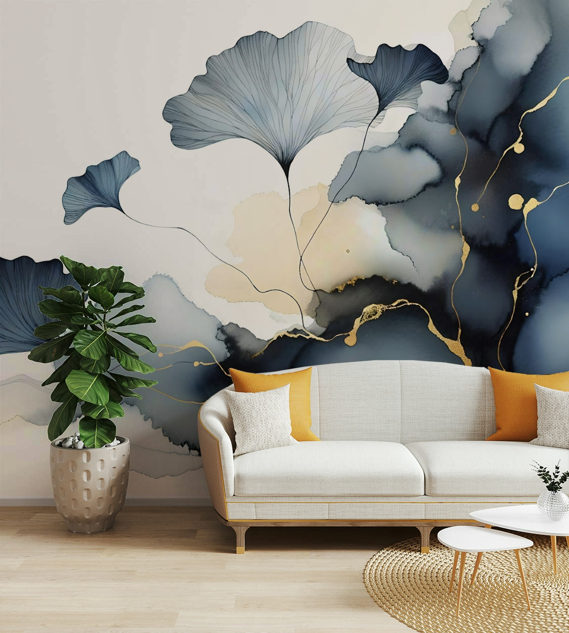 Elegant Ginkgo Veil Wall Mural