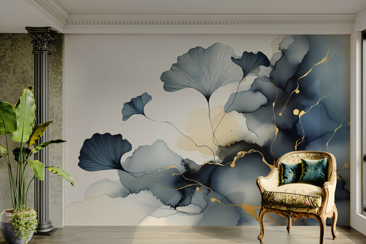 Elegant Ginkgo Veil Wall Mural