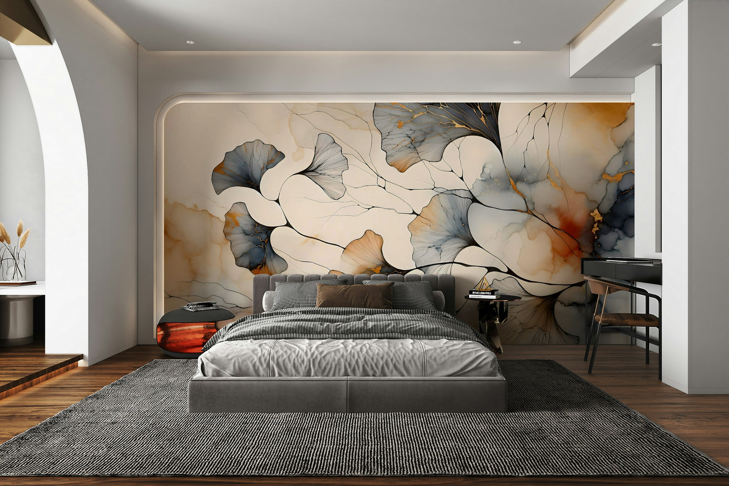 Gilded Ginkgo Elegance Wall Mural