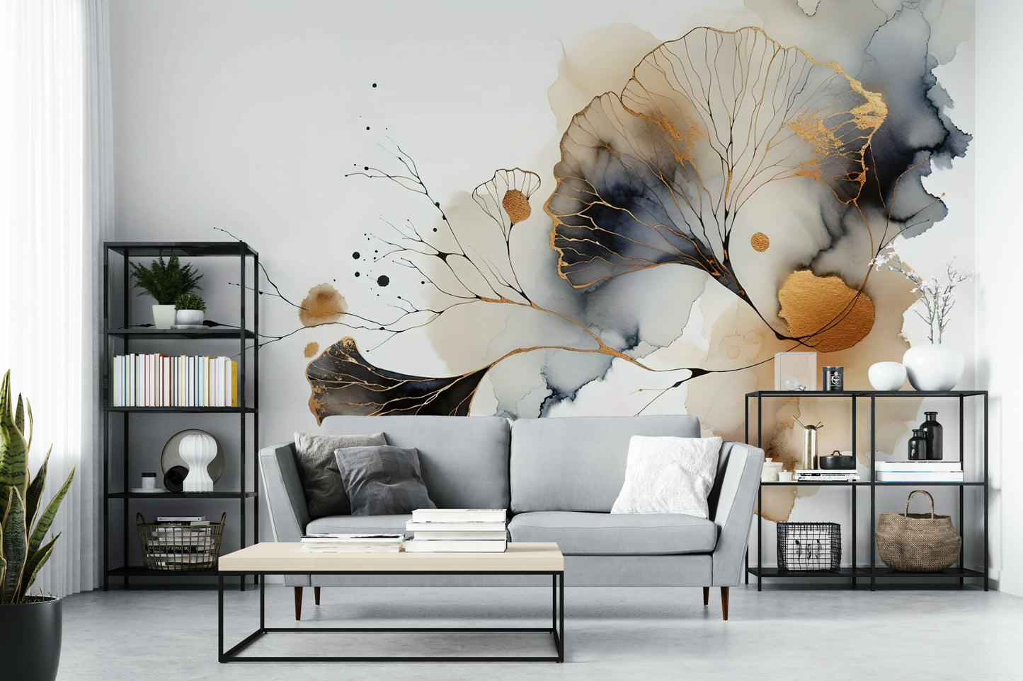Golden Ginkgo Luxe Wall Mural