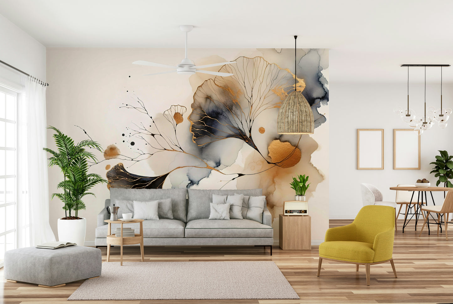 Golden Ginkgo Luxe Wall Mural