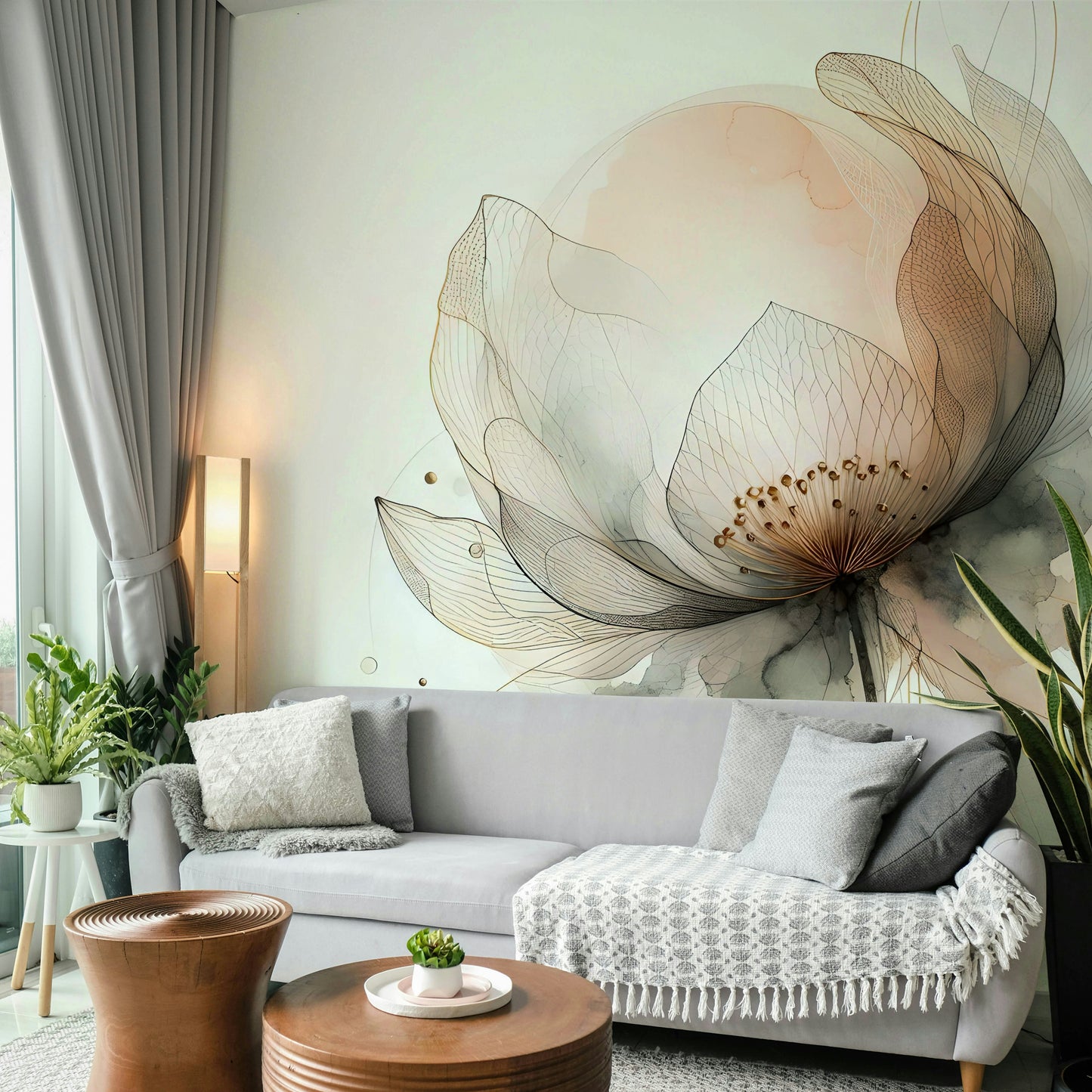 Ink Wash Lotus Dream Wall Mural