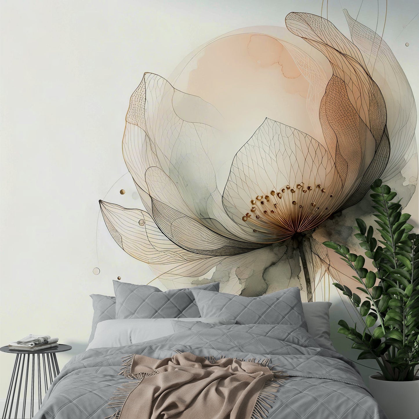 Ink Wash Lotus Dream Wall Mural