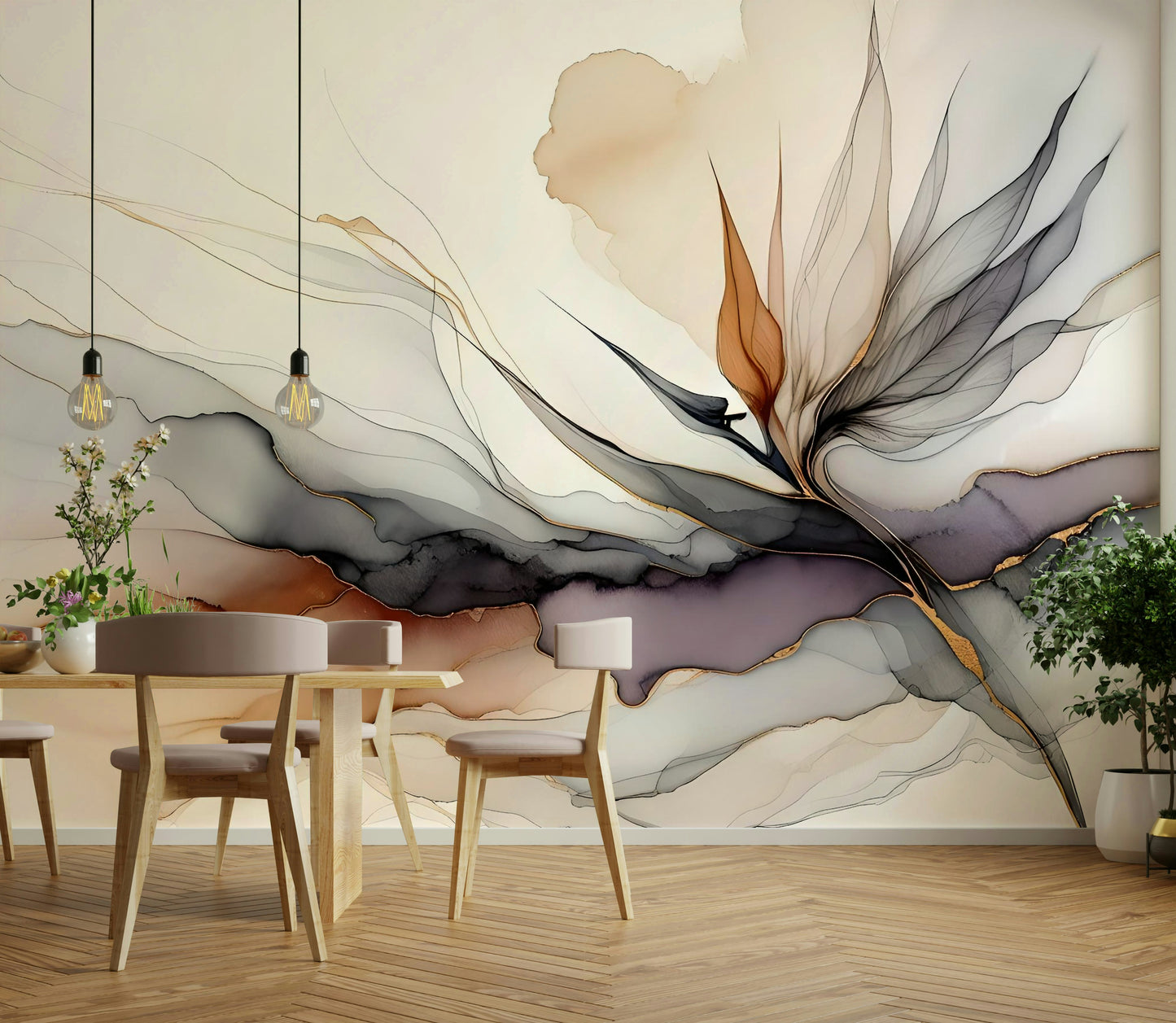 Inky Bird of Paradise Wall Mural