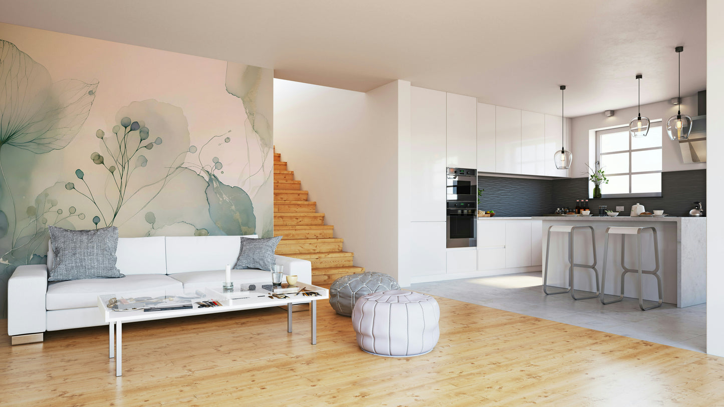 Soft Floral Dreamscape Wall Mural