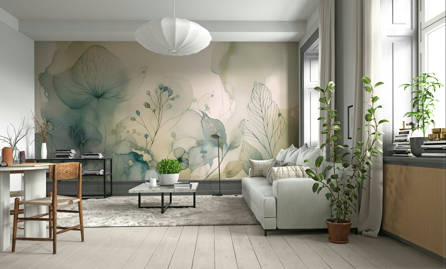 Soft Floral Dreamscape Wall Mural