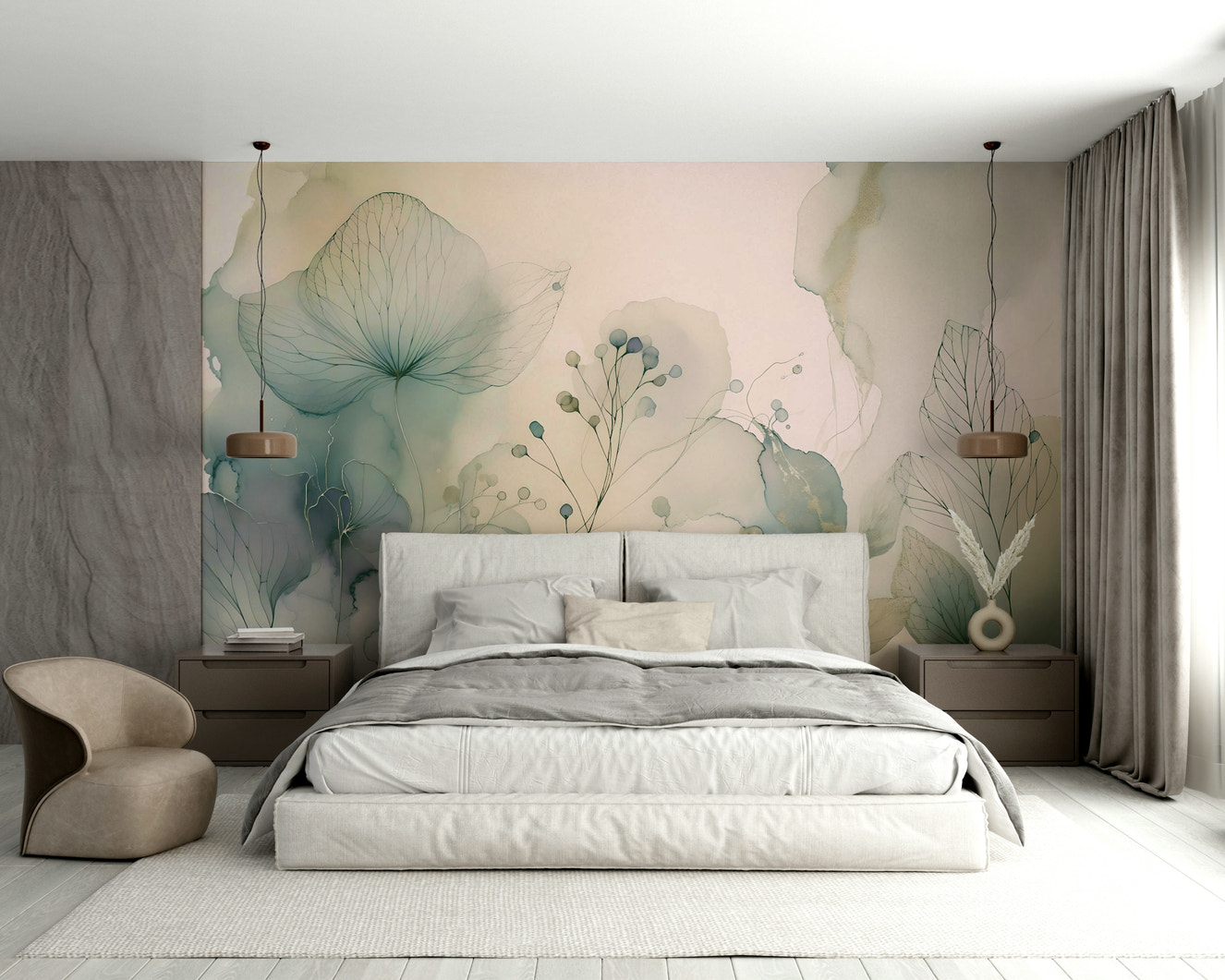 Soft Floral Dreamscape Wall Mural