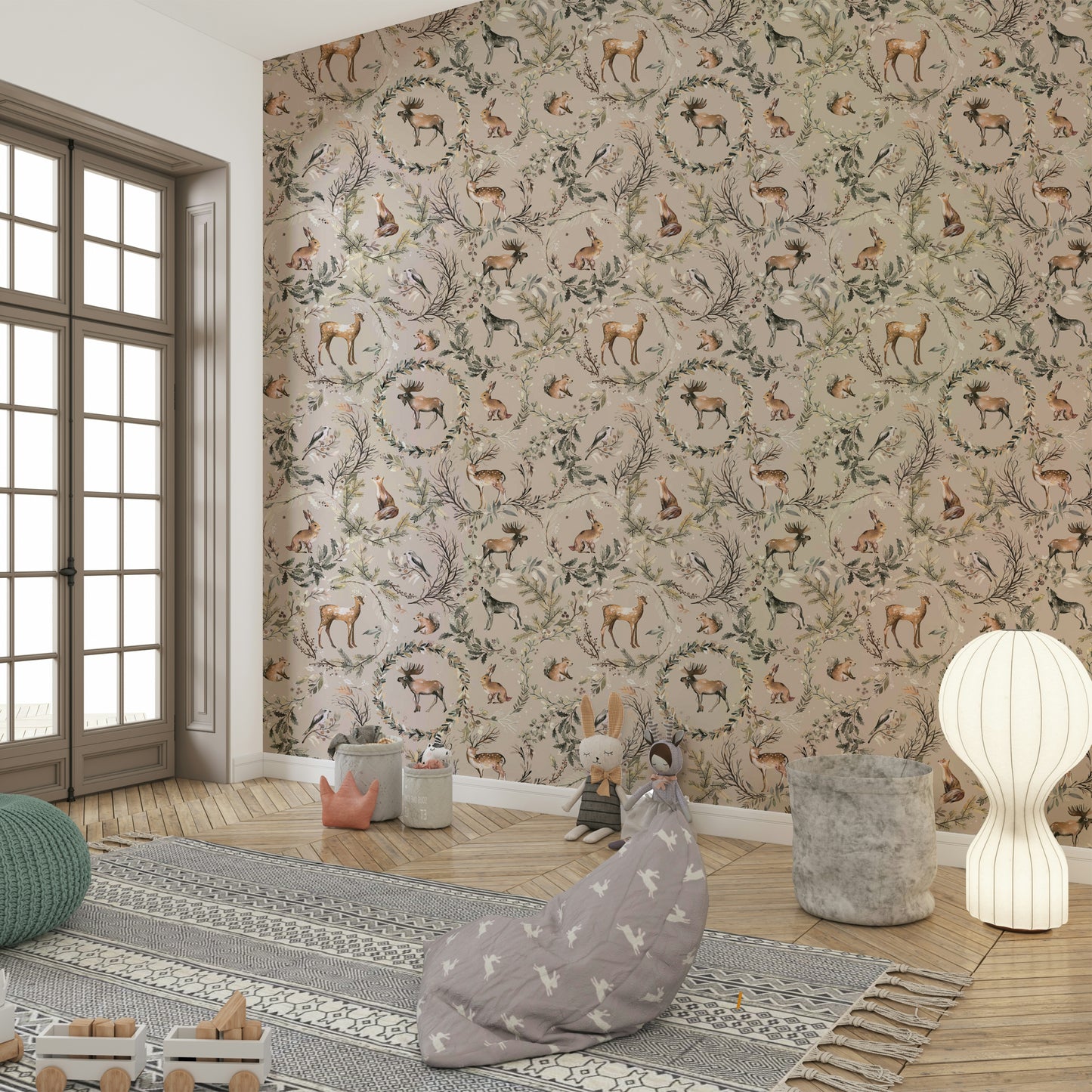 Wodland Animals Deer Fox Squirrels Wallpaper⁠