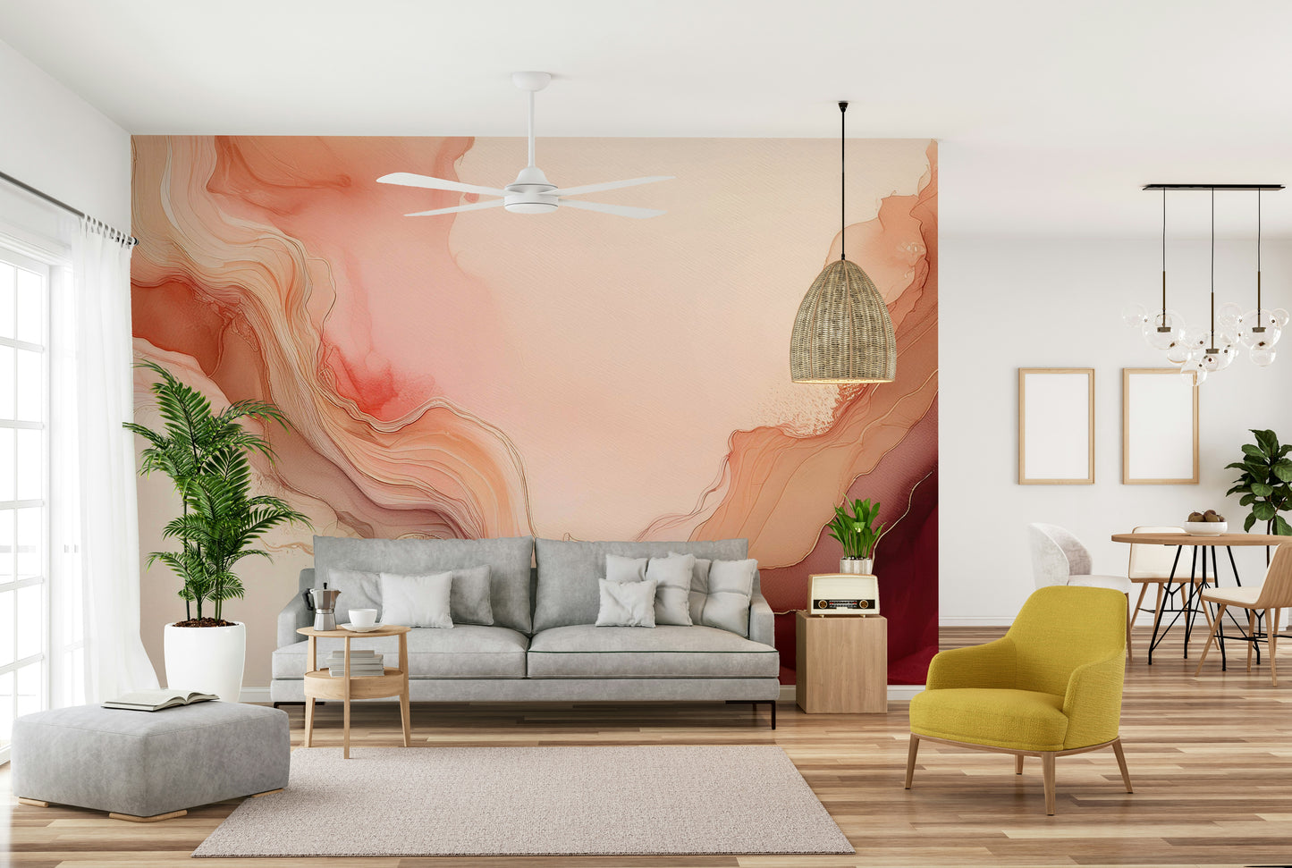 Flowing Coral Dreams Wall Mural