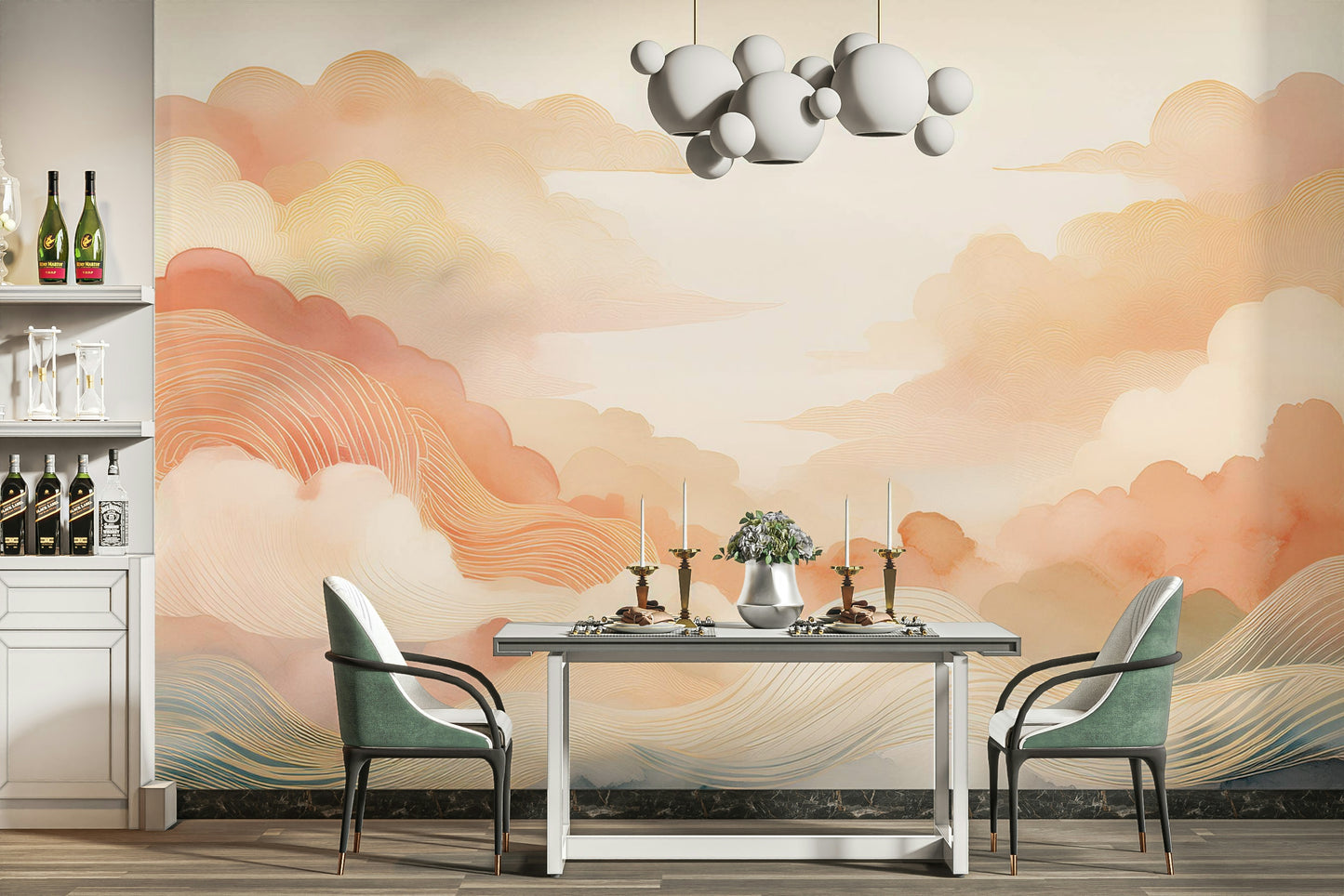 Coral Cloud Art Wall Mural