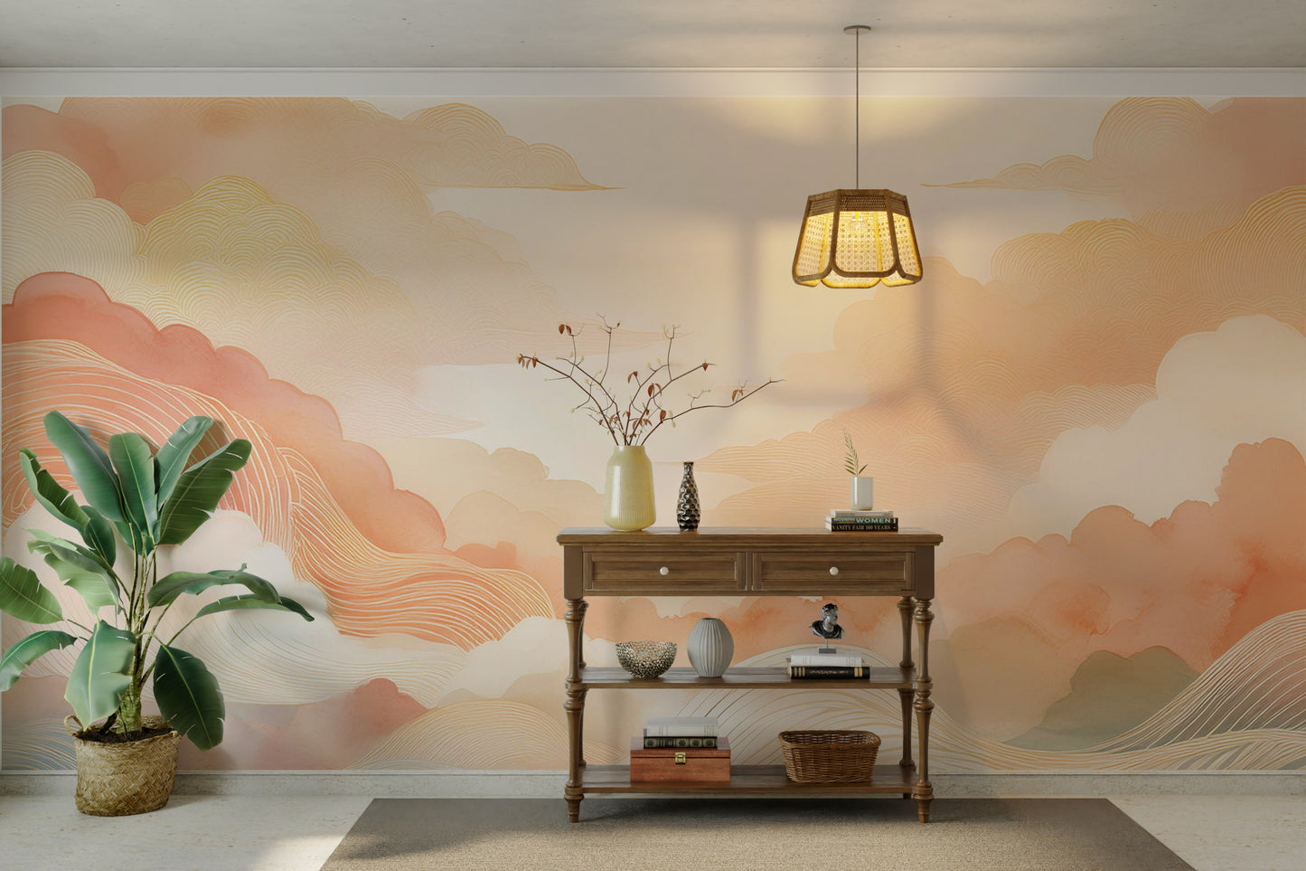 Coral Cloud Art Wall Mural