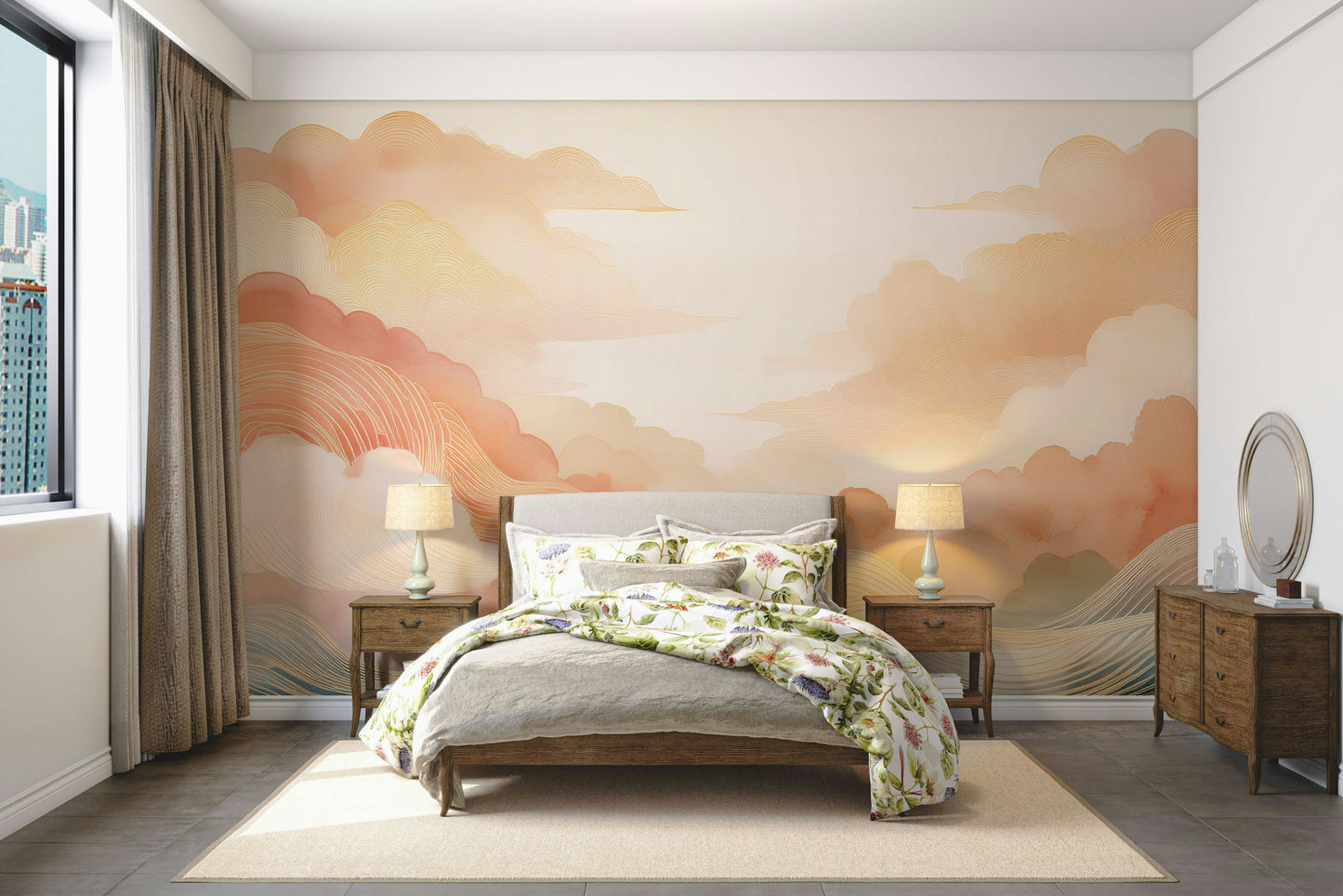 Coral Cloud Art Wall Mural