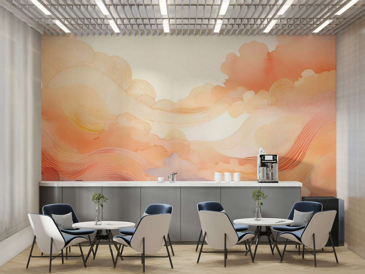 Coral Dream Swirls Wall Mural