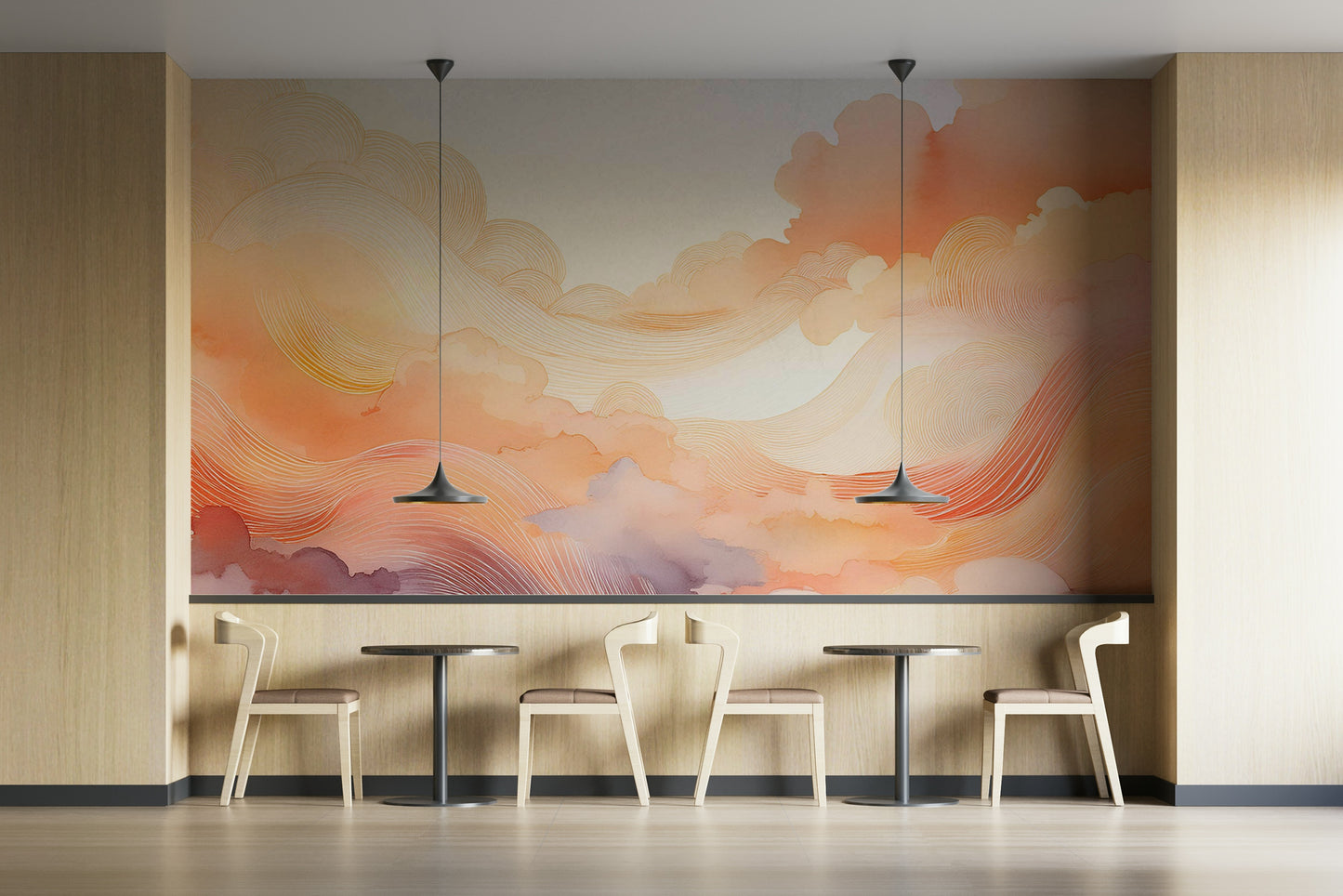 Coral Dream Swirls Wall Mural