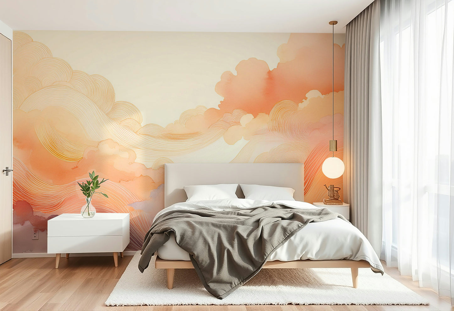 Coral Dream Swirls Wall Mural