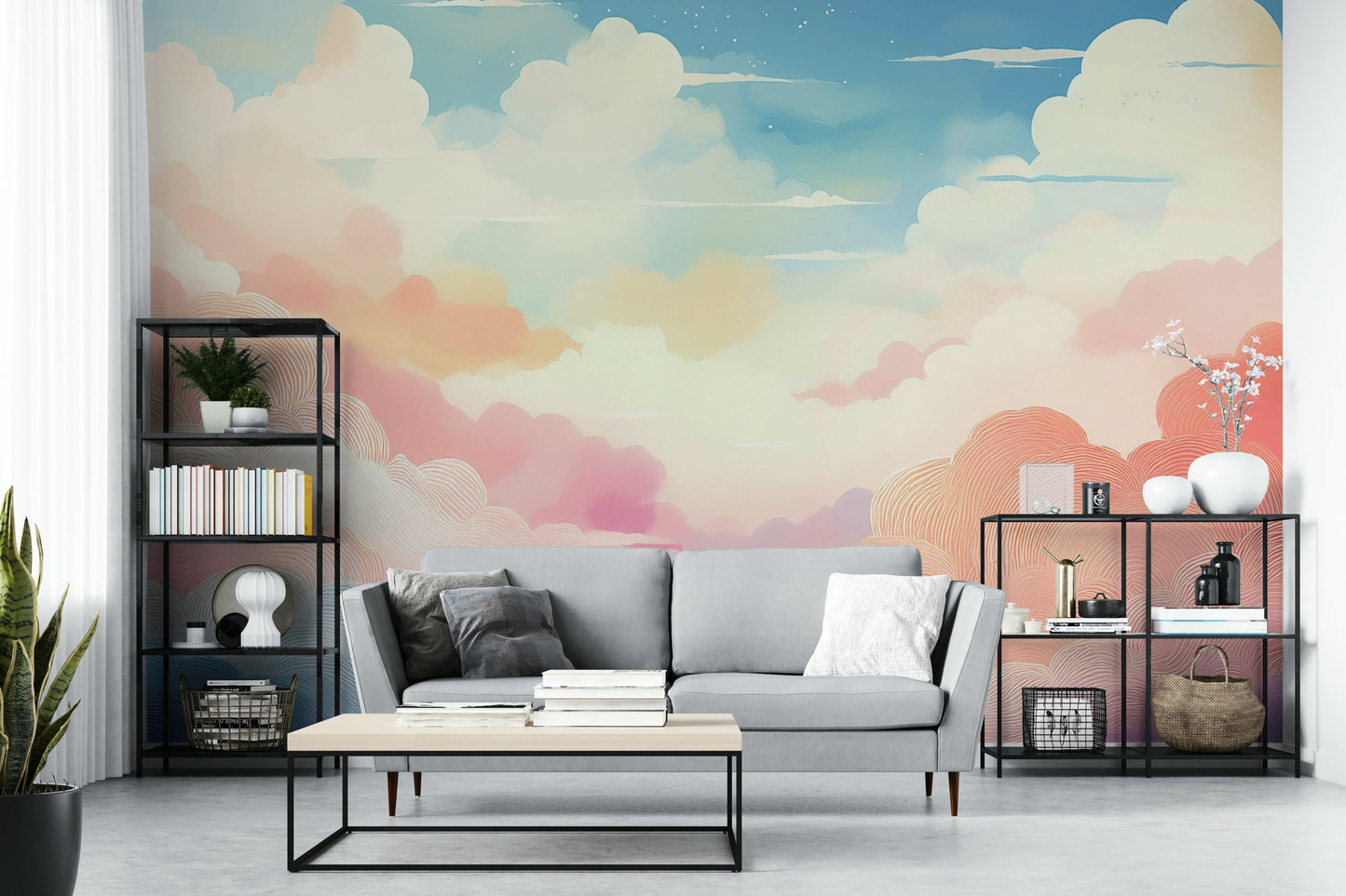 Cotton Candy Clouds Wall Mural