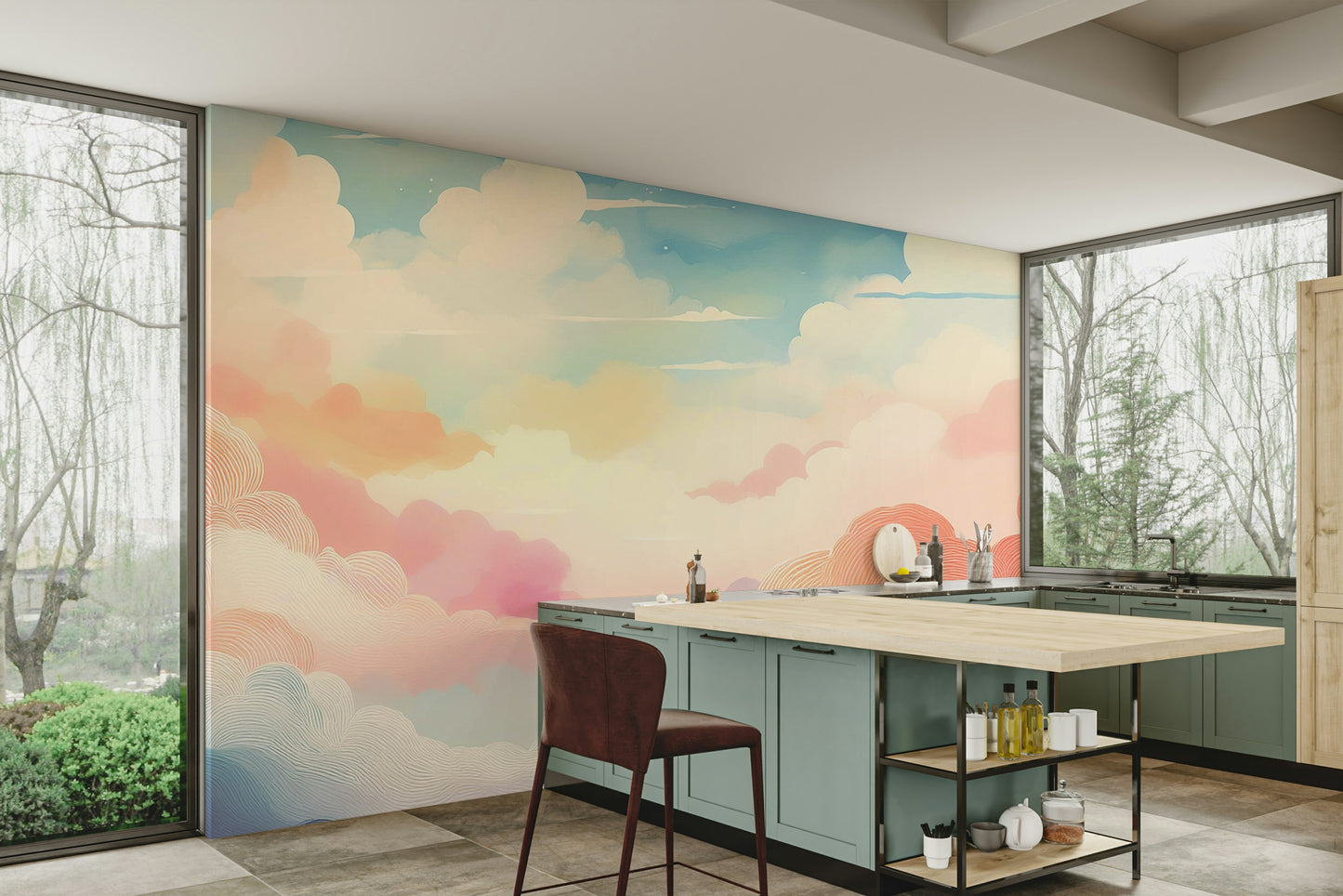 Cotton Candy Clouds Wall Mural