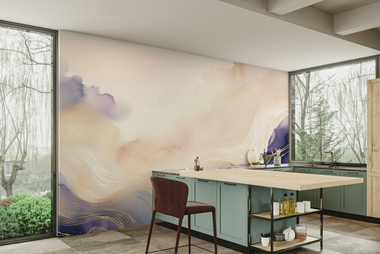Lavender Cloud Forms Wall Mural