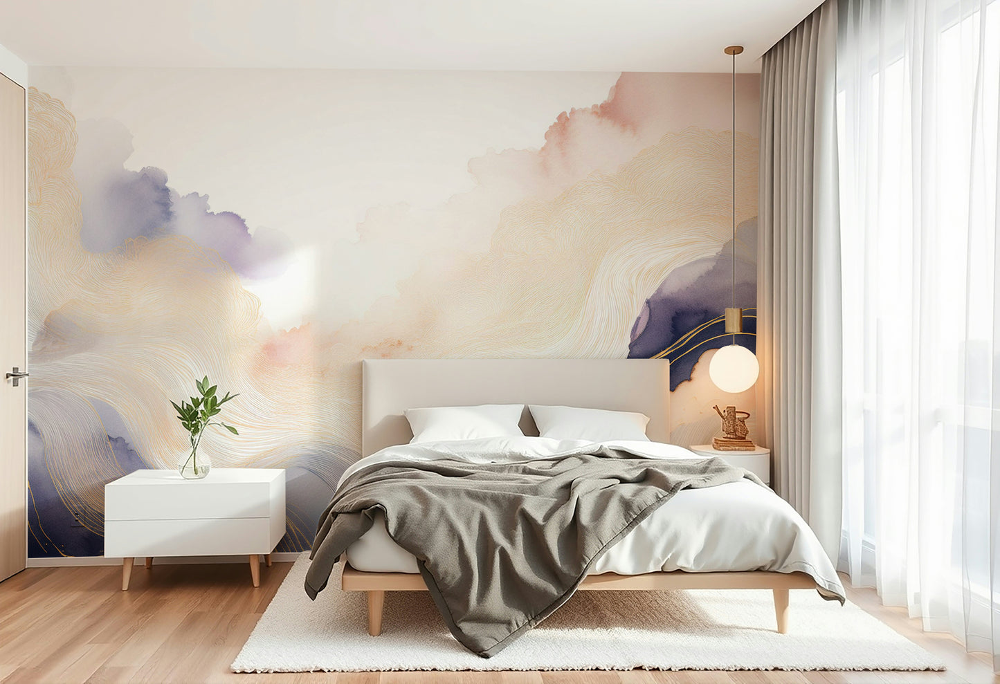 Lavender Cloud Forms Wall Mural