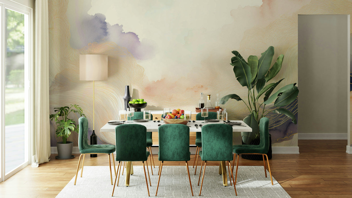 Lavender Cloud Forms Wall Mural
