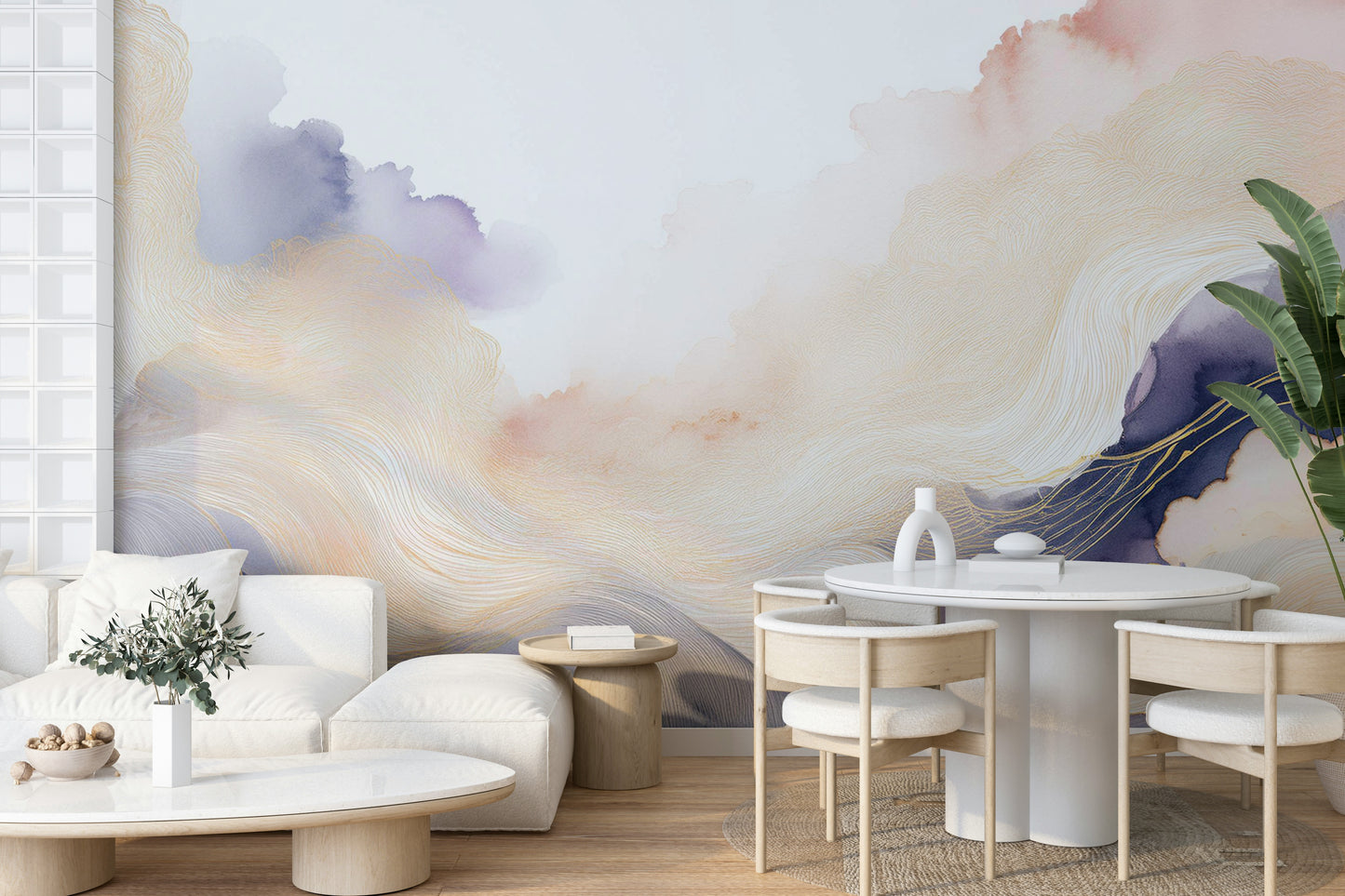 Lavender Cloud Forms Wall Mural