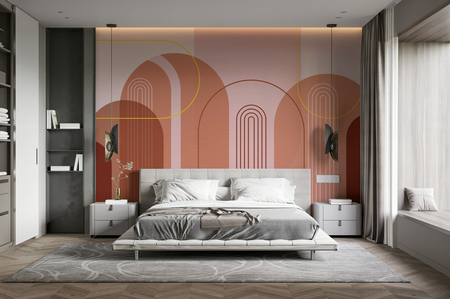 Stylish mid-century modern wall mural

