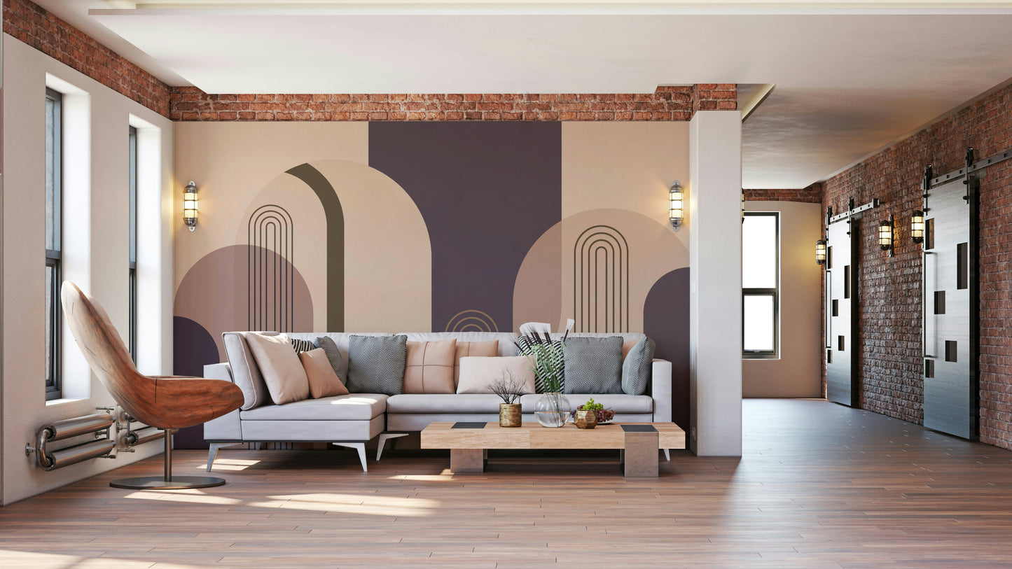 Timeless Mid Century Arches wall mural for home offices

