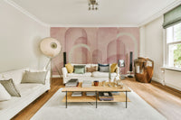 Blush Pink Archways wall mural for soft, elegant decor

