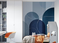 Classic blue linen texture wallpaper for vintage-inspired rooms

