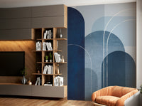 Classic blue linen texture wall mural for contemporary interiors


