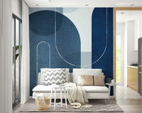 Subtle blue linen wall mural for modern home decor

