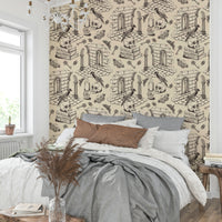 Vintage pattern wall mural with old-world charm

