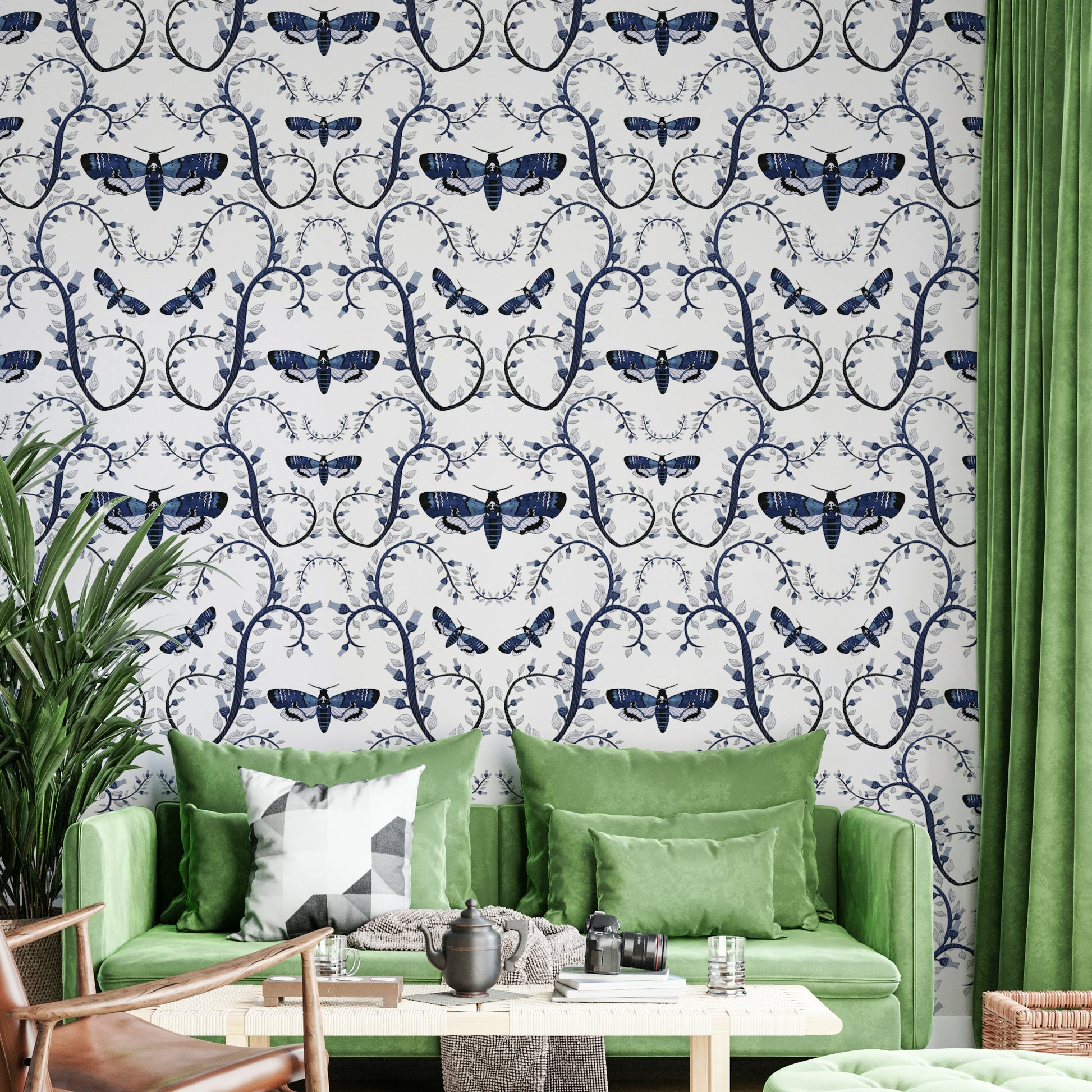 Vintage-style wallpaper with dark floral patterns


