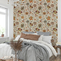 Gentle wallpaper with fluttering wings and florals

