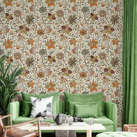 Warm butterfly wall mural in soft orange hues

