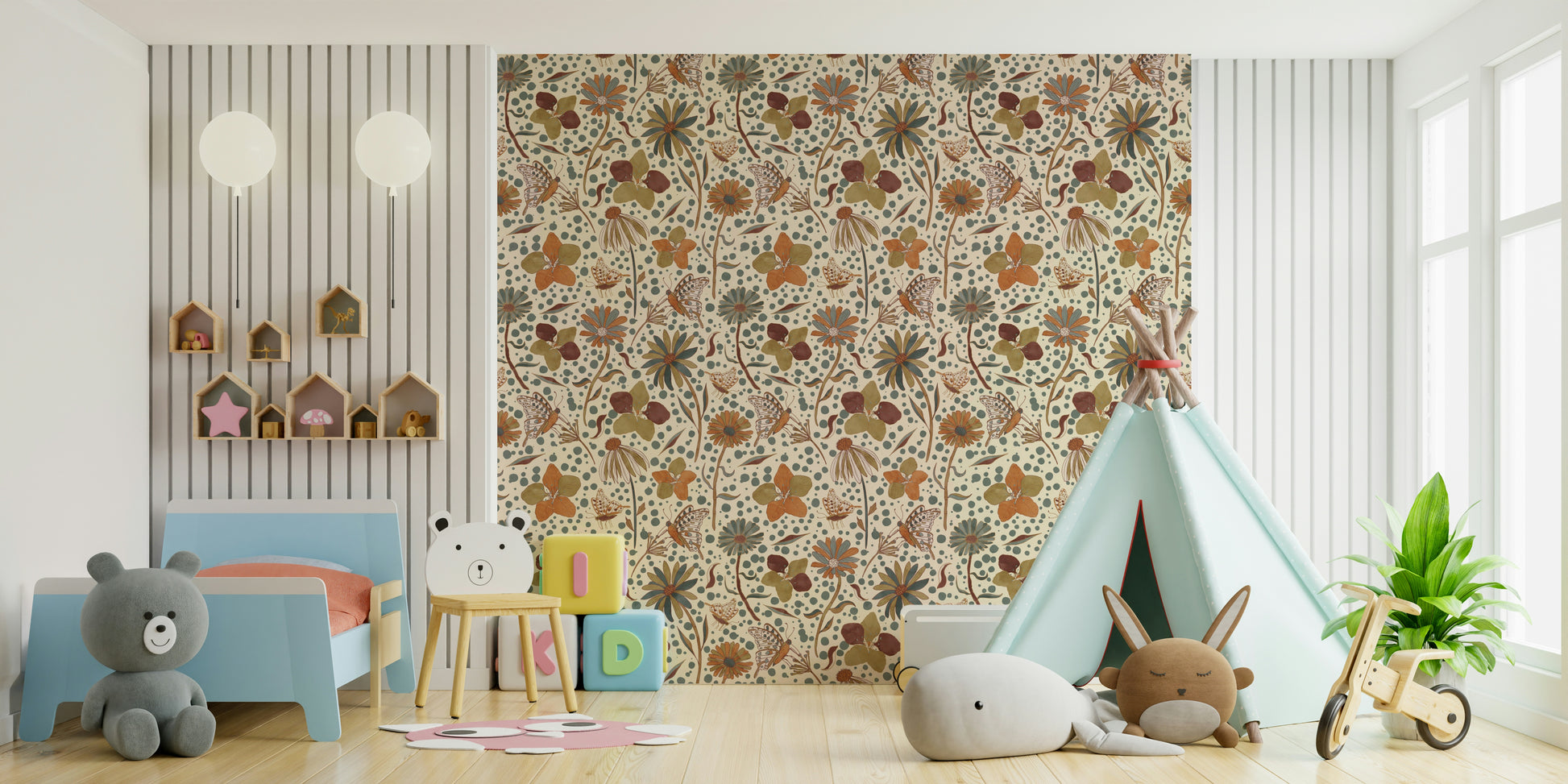 Autumn garden wall mural with leafy texture

