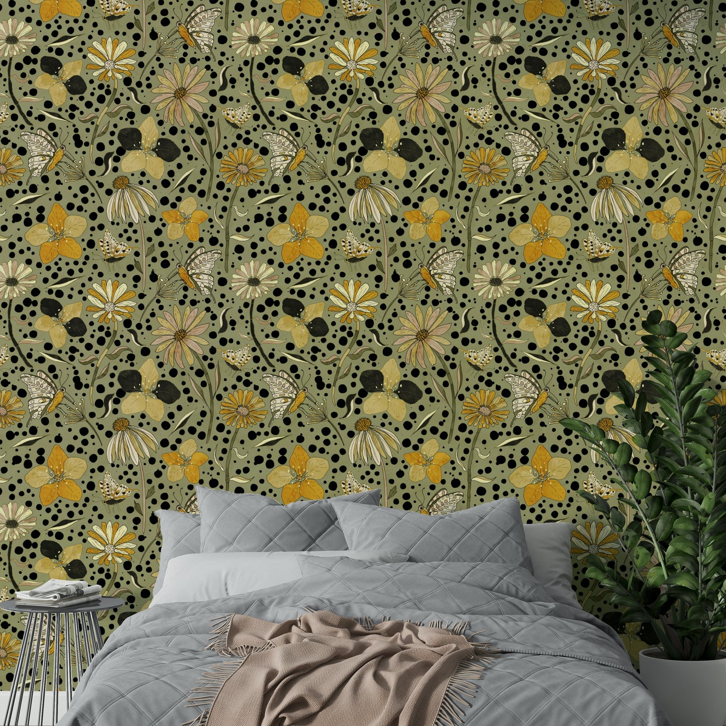 Delicate butterfly wall mural in pastel tones

