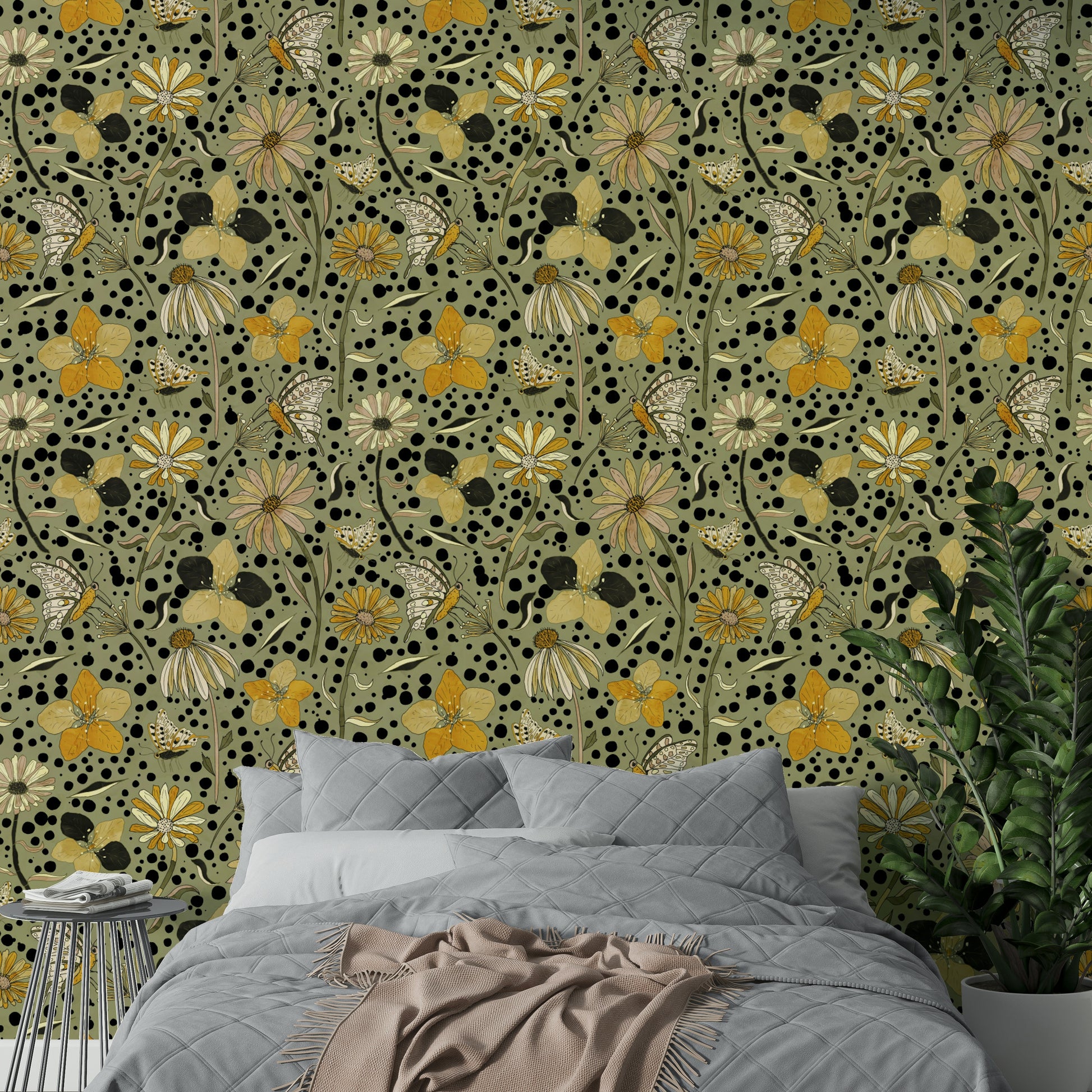 Delicate butterfly wall mural in pastel tones

