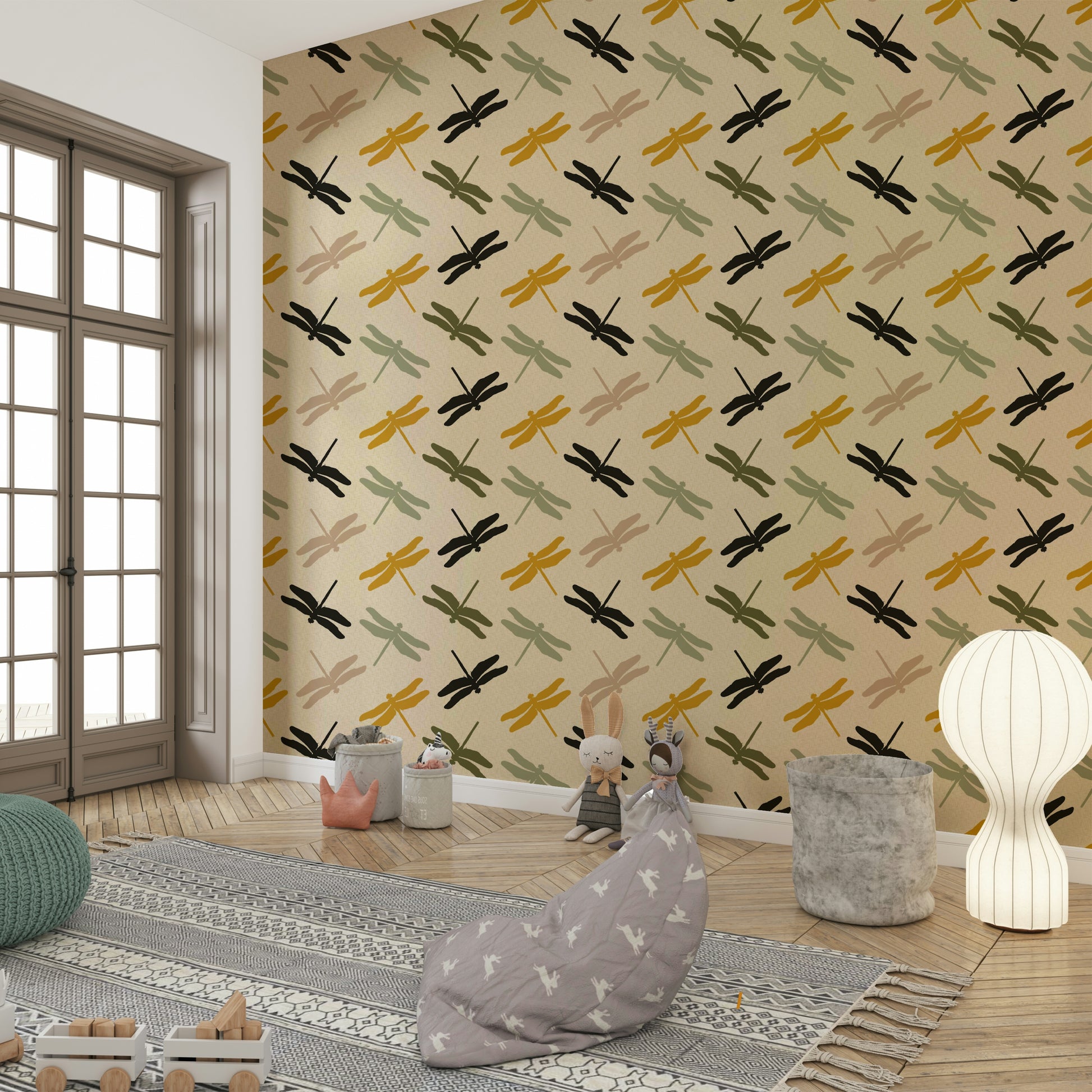 Earthy green wallpaper for natural home feel

