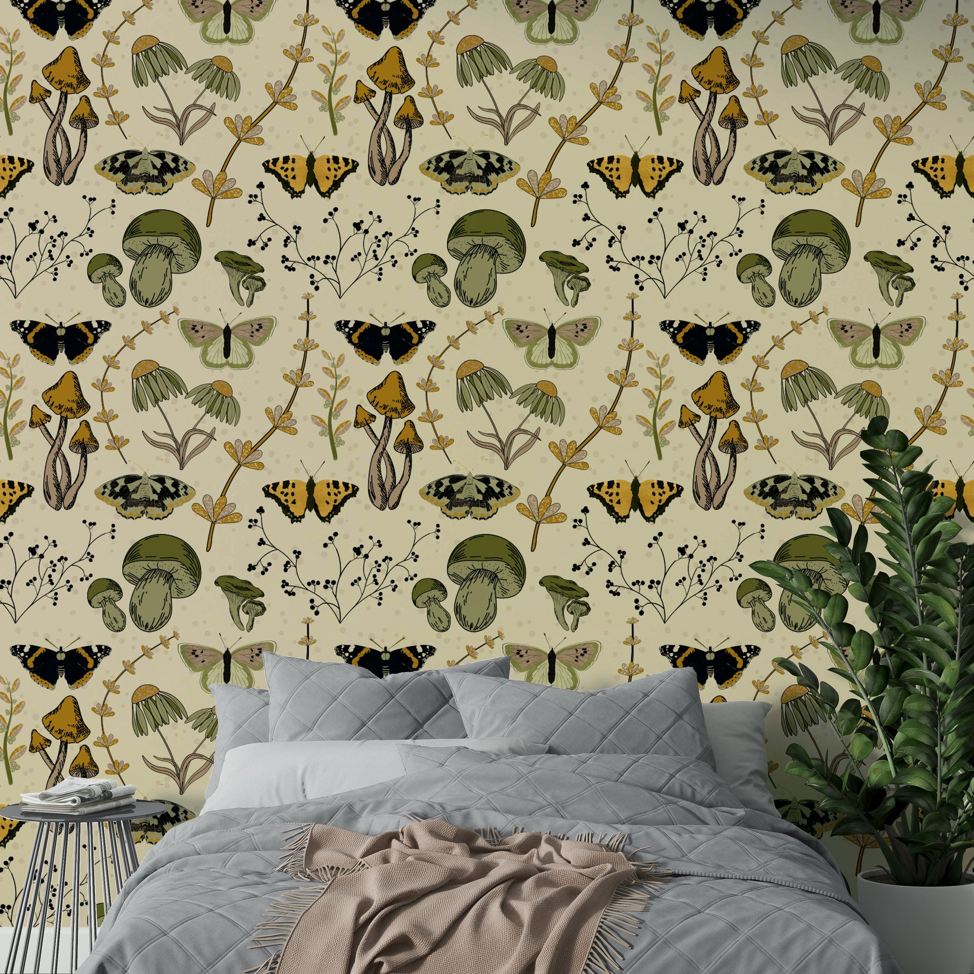 Mural wallpaper with fall meadow grasses and blooms

