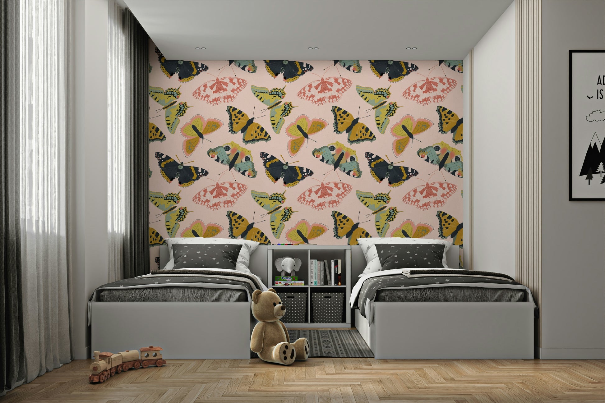 Floral and butterfly wallpaper for peaceful walls


