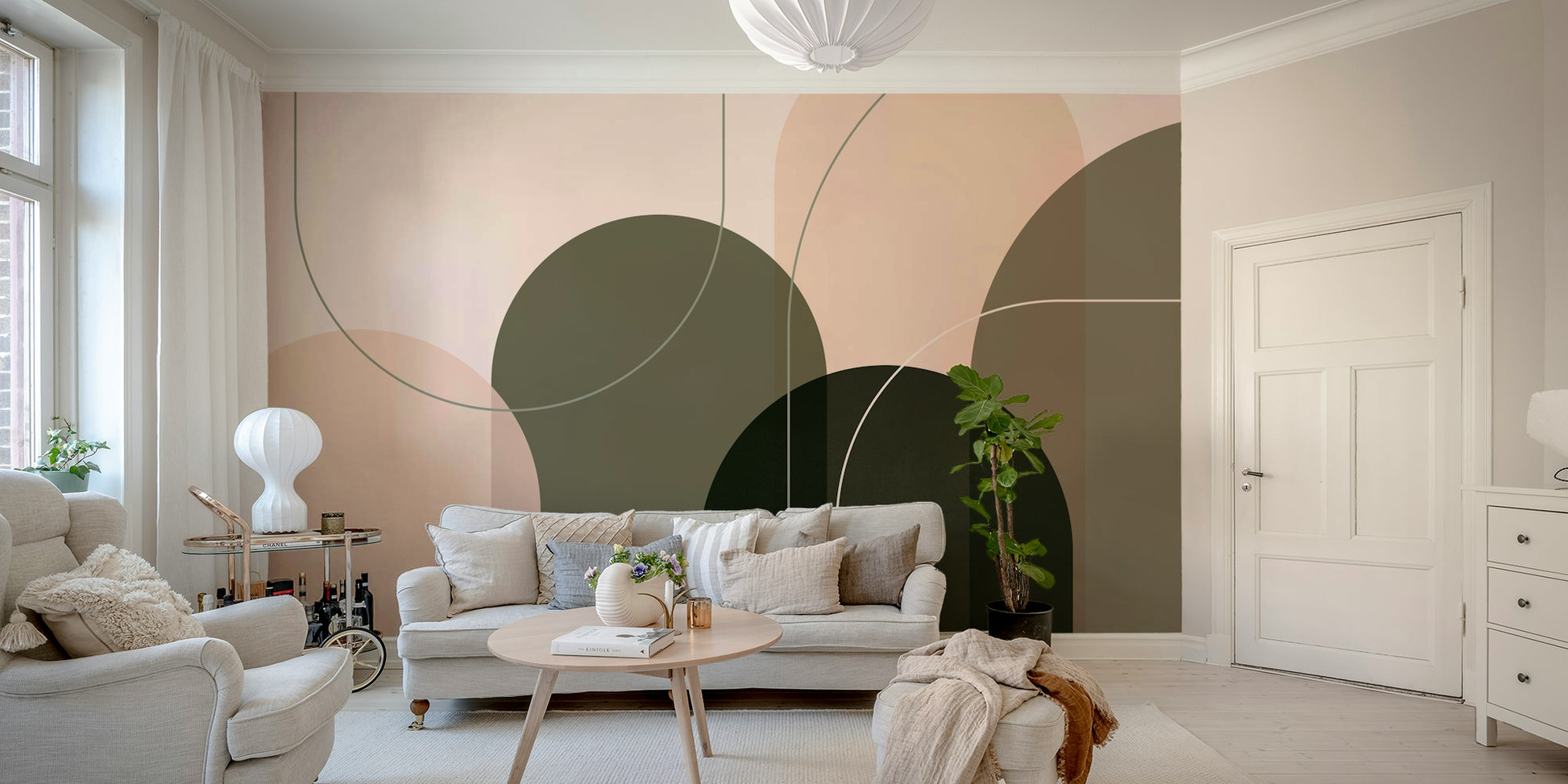 Soft curves and color blocks on feature wall

