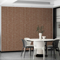 Modern line art wallpaper in soft brown tones

