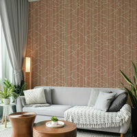 Bedroom with mocha canvas-style mural wallpaper

