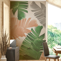 Banana leaf mural in kids’ creative space

