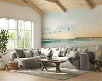 Beautiful Serene Sunset Seascape wall mural creating a serene vibe.

