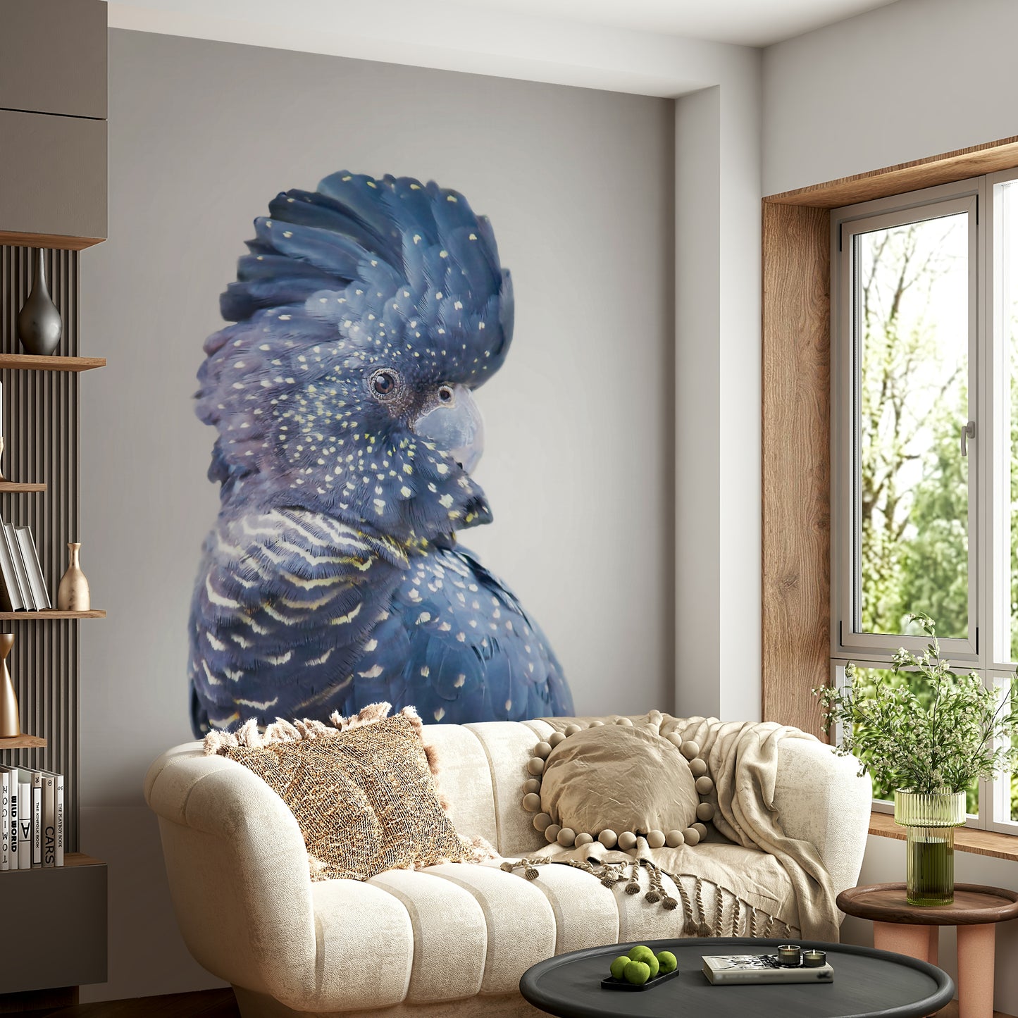 Black Cockatoo mural wallpaper adding a nature-inspired element to your room.

